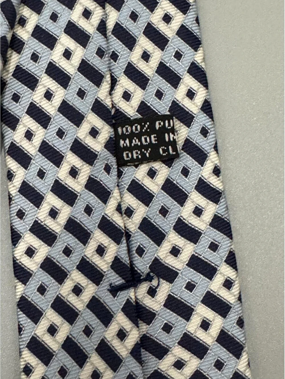 Men’s Stefano Ricci Silk Designer Tie, Geometric Pattern Navy Blue, 60